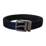 Blauwe Jacquard Riem met Metalen Gesp Dolce & Gabbana , Blue , Heren