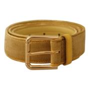 Geel Fluweel Goud Metalen Logo Gesp Riem Dolce & Gabbana , Yellow , Da...