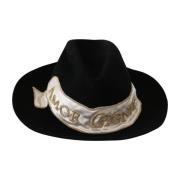 Amor Gignit Wide Brim Panama Hat Dolce & Gabbana , Black , Heren