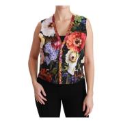 Luxe Bloemen Mouwloze Top Vest Dolce & Gabbana , Black , Dames