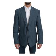 Lichtblauwe Single Breasted Blazer Dolce & Gabbana , Blue , Heren