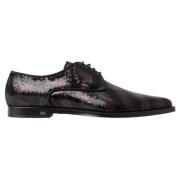 Zwarte Sequin Chevron Derby Schoenen Dolce & Gabbana , Black , Heren