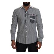 Gestreept Slim Fit Overhemd Dolce & Gabbana , Gray , Heren