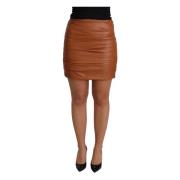 Korte Leren Rok Dolce & Gabbana , Brown , Dames