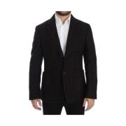 Bordeaux Alpaga Twee Knopen Blazer Dolce & Gabbana , Black , Heren