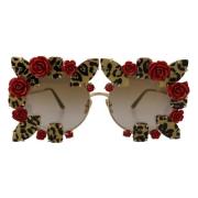 Gouden Metalen Frame Rozen Versierde Zonnebril Dolce & Gabbana , Multi...