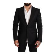 Zwart Slim Fit Blazer Jas Dolce & Gabbana , Black , Heren