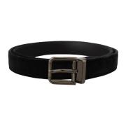 Fluwelen Leren Riem met Zilverkleurige Gesp Dolce & Gabbana , Black , ...