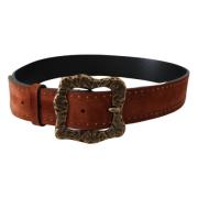 Bruin Suède Studded Baroque Riem Dolce & Gabbana , Brown , Heren