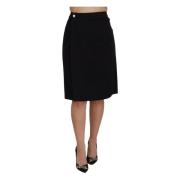 Zwart Wol Potloodrok met Hoge Taille Dolce & Gabbana , Black , Dames