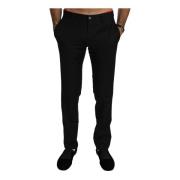 Zwarte Wollen Pantalon voor Heren Dolce & Gabbana , Black , Heren