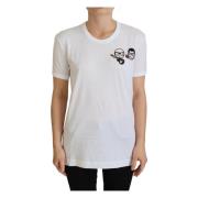 Witte #dgfamily Crewneck Katoenen T-shirt Dolce & Gabbana , White , Da...