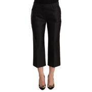 Zwarte Zijden Wijduitlopende Cropped Broek Dolce & Gabbana , Black , D...