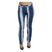 Cobalt Strepen Skinny Denim Jeans Dolce & Gabbana , Blue , Dames