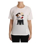 Witte Zijden Stretch dgfamily T-shirt Dolce & Gabbana , White , Dames