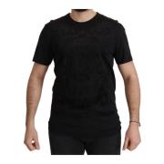 Zwart Barok Katoenen Crewneck T-shirt Dolce & Gabbana , Black , Heren