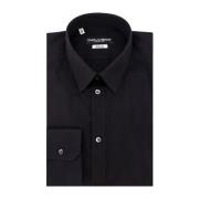 Zwarte Katoenen Shirt met Slim Fit Dolce & Gabbana , Black , Heren