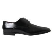 Zwarte Leren Gouden Formele Schoenen Dolce & Gabbana , Black , Heren