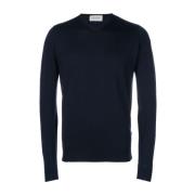 Navy Blue Merino V-Neck Jumper John Smedley , Blue , Heren