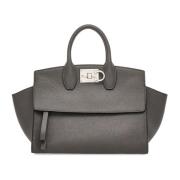 Studio Soft Grijze Leren Tas Salvatore Ferragamo , Gray , Dames