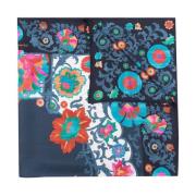 Zijden sjaal met bloemenprint Salvatore Ferragamo , Blue , Dames