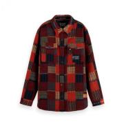 Stijlvolle Patchwork Check Jas Scotch & Soda , Red , Dames