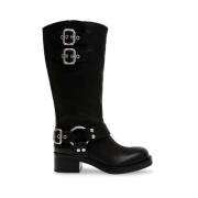 Stijlvolle Biker Fray Eastern Hoge Laarzen Steve Madden , Black , Dame...