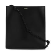 Geweven Leren Crossbody Tas Jil Sander , Black , Heren