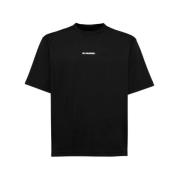 Zwart Logo T-Shirt Slim Fit Jil Sander , Black , Heren