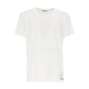 Witte Katoenen T-shirt met Bedrukt Logo Jil Sander , White , Heren