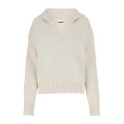 V-Hals Gebreide Trui Jil Sander , White , Dames