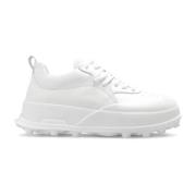 Leren sneakers met logo Jil Sander , White , Dames