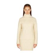 Gebreide trui met hoge nek en textuur Jil Sander , Beige , Dames