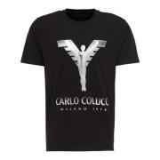 Unieke Artistieke Korte Mouw Shirts Carlo Colucci , Black , Heren