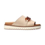 Comfortabele dames slippers met stijlvolle versiering Mephisto , Beige...