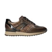 Bronzen Leren Mix Sneaker voor Dames Mephisto , Brown , Dames