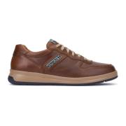 Chestnut Brown Leren Heren Sneaker Mephisto , Brown , Heren