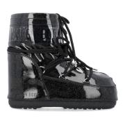 Zwarte Glitter Instaplaarzen Moon Boot , Black , Dames