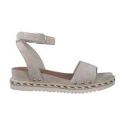 Beige Leren Platte Sandalen voor Dames Tamaris , Beige , Dames