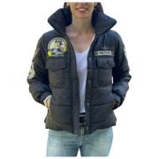 Korte jas met geborduurde patches Aeronautica Militare , Black , Dames