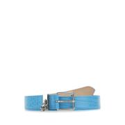 Originele Lichtblauwe Leren Skull Riem Alexander McQueen , Blue , Dame...