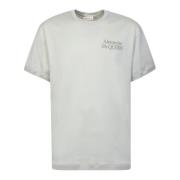 Witte T-shirt met Tonaal Logo Borduurwerk Alexander McQueen , White , ...