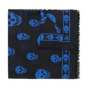 Zwart schedel franje sjaal Alexander McQueen , Black , Heren