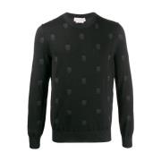 Zwarte wollen trui met schedelpatroon Alexander McQueen , Black , Here...