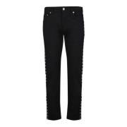 Zwarte Jeans met Stijlvolle Details Alexander McQueen , Black , Heren