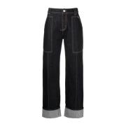 Blauwe Jeans met Omgeslagen Manchetten Alexander McQueen , Blue , Dame...