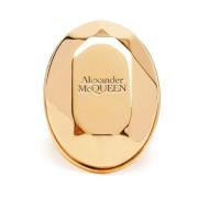 Gouden Facet Steen Ring Alexander McQueen , Beige , Dames