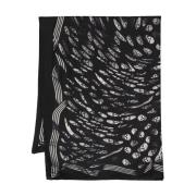 Luxe zwart zijden schedelprint sjaal Alexander McQueen , Black , Unise...