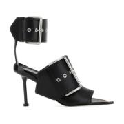 Zwarte leren Slash sandalen - hakhoogte 9 cm Alexander McQueen , Black...