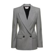 Grijze Houndstooth Tailong Blazer Alexander McQueen , Gray , Dames